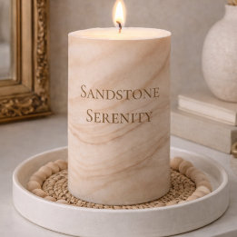 Blush Beige Ripple Pillar Candle