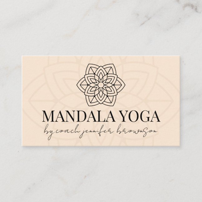 Blush Beige Spiritual Yoga Mandala Business Card