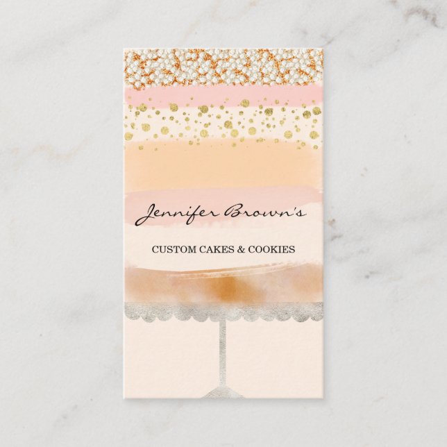 Blush Beige Wedding Baked Goods Cake Bakery Business Card (Front)