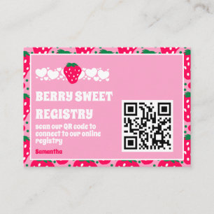 Blush Berry QR Code Bridal Celebration Registry  Enclosure Card