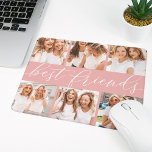 Blush | Best Friends Photo Collage Mouse Pad<br><div class="desc">Celebrate friendship with your besties with this cool photo collage mousepad featuring 6 favorite photos,  with “best friends” in the center in white hand lettered calligraphy script lettering on a blush pink background.</div>