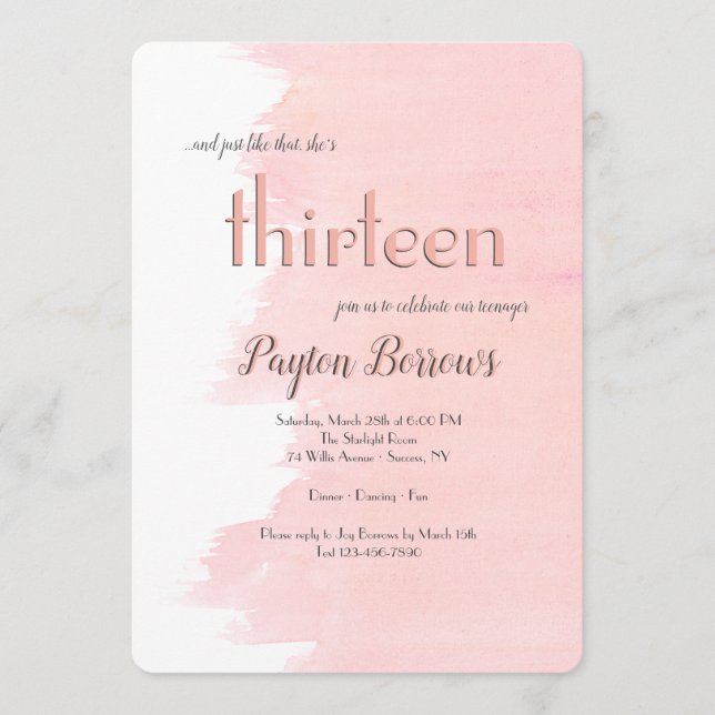 Blush Birthday Party Invitations (Front)