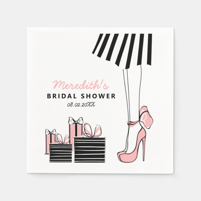 Blush Black Chic Bridal Shower Napkins (Front)