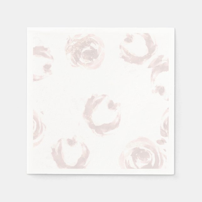 Blush Black Classy Floral Rose Dress Bridal Shower Napkins (Front)