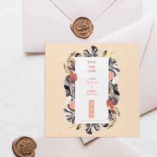 Blush Black Floral Romantic Wedding Save the Date