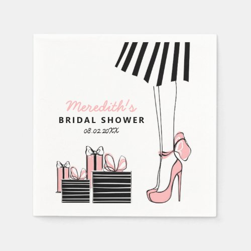 Blush Black Glam Chic Bridal Shower Napkins