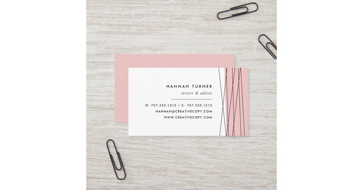 Blush & Black Modern Geometric Business Card Zazzle