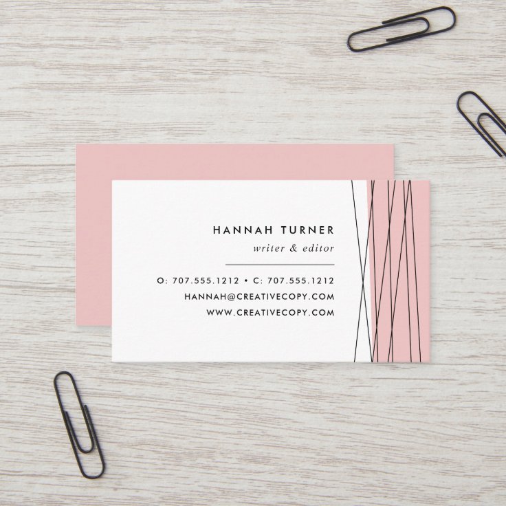 Blush & Black Modern Geometric Business Card Zazzle