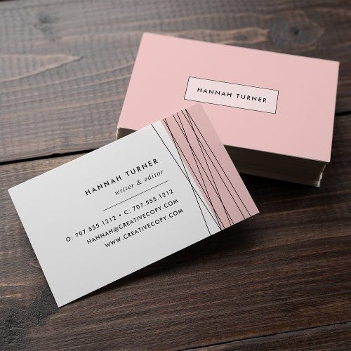 Blush  Black  Modern Geometric Business Card