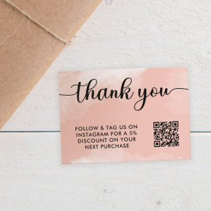 Blush Black QR Code Thank You Purchase Insert