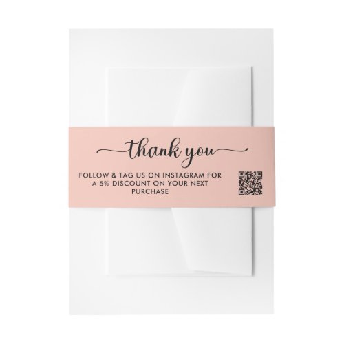 Blush Black QR Code Thank You Purchase Order Invitation Belly Band