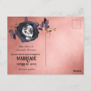 Blush Black Rose Photo Save Our Date Postcard