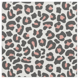 Blush Black White Leopard Print Fabric