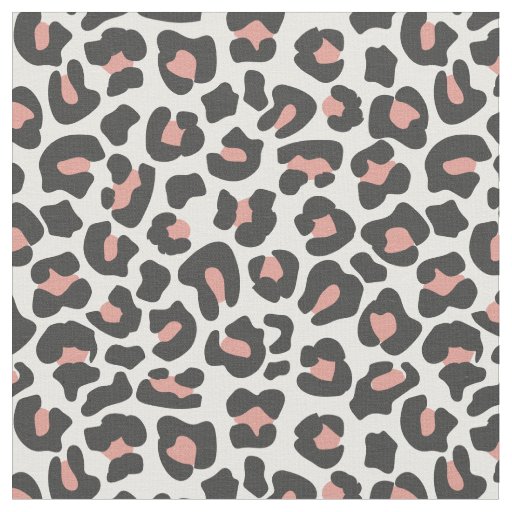 Blush Black White Leopard Print Fabric