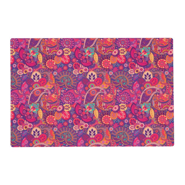 Blush Bloom: Artistic Pink Garden Pattern Placemat (Front)