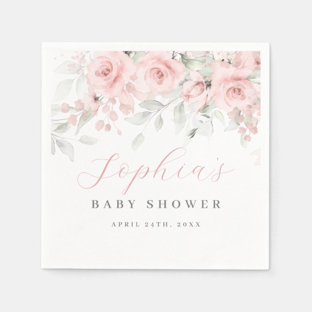 Blush Bloom Baby Shower Napkins (Front)