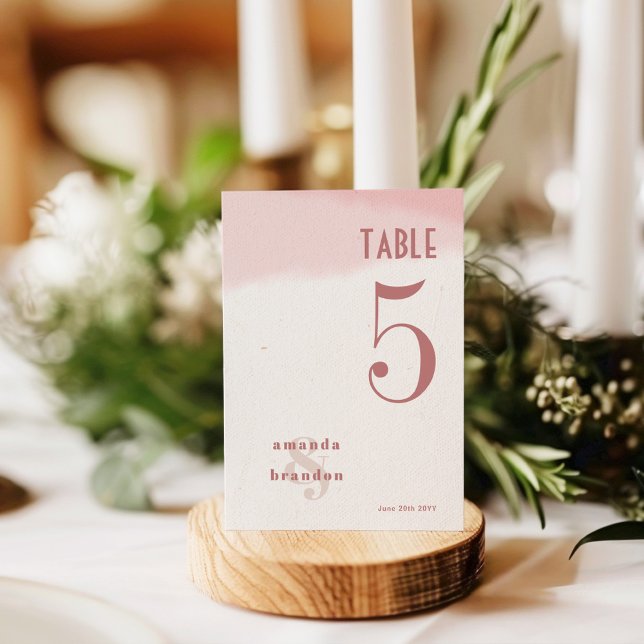 Blush & Bloom Bold Script Wedding 5x7 Table Number (Creator Uploaded)