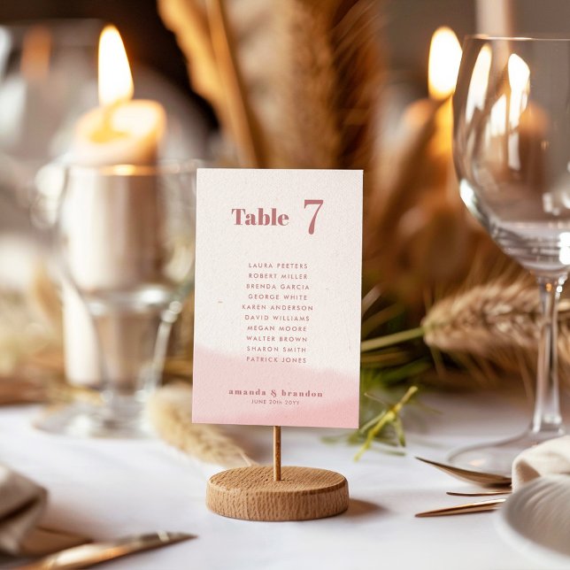 Blush & Bloom Bold Script Wedding Guest Names Table Number (Creator Uploaded)