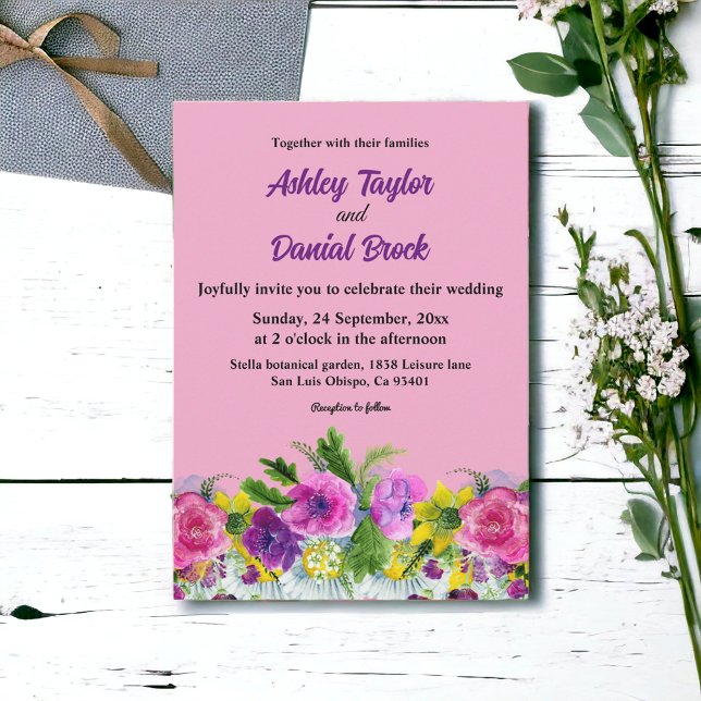 Blush Bloom Botanical Boho Rustic Floral Wedding Invitation (Creator Uploaded)