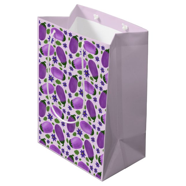 Blush & Bloom Eggplant Collection – Soft Lilac Medium Gift Bag (Back Angled)