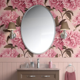 Blush Bloom Elegance - Blush Pink and Taupe Wallpaper