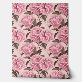 Blush Bloom Elegance Petite - Blush Pink and Taupe Wallpaper