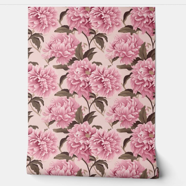 Blush Bloom Elegance Petite - Blush Pink and Taupe Wallpaper (Unrolling)