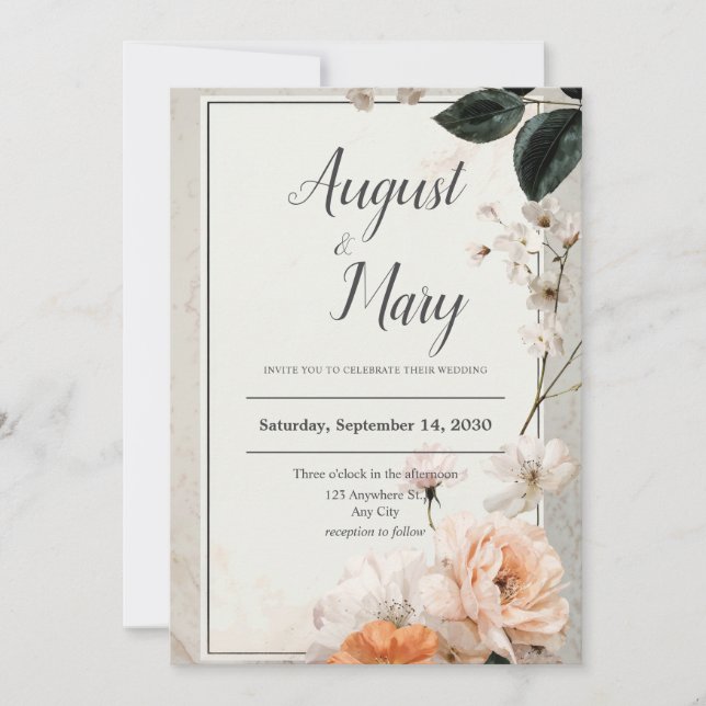 Blush Bloom Elegance Wedding Invitation (Front)