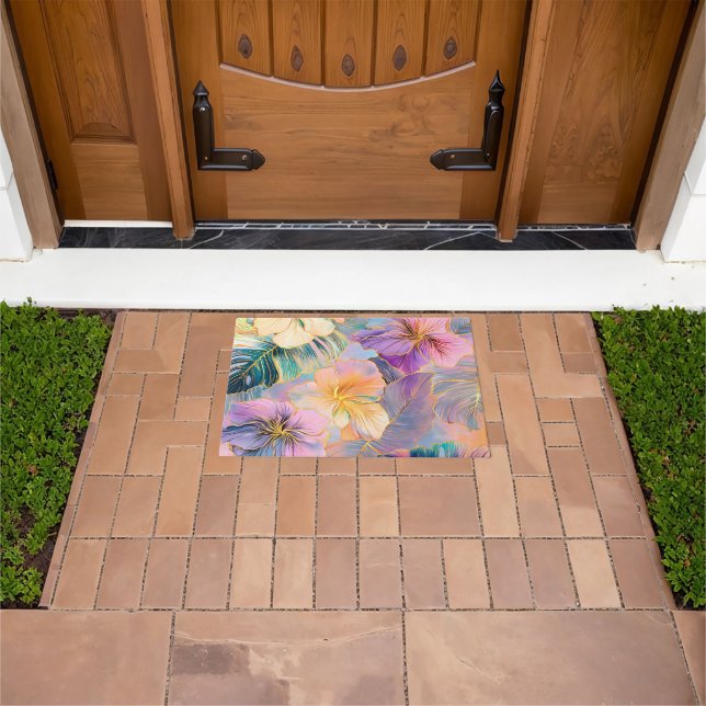 Blush Bloom Exotic Leaves Flower Doormat (Outdoor)