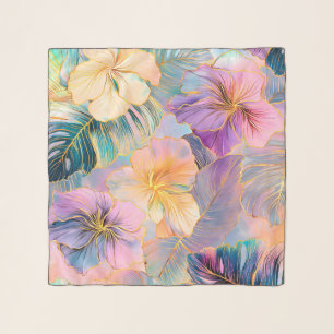 Blush Bloom Exotic Leaves Flower Scarf