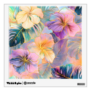 Blush Bloom Exotic Leaves Flower Wall Decal