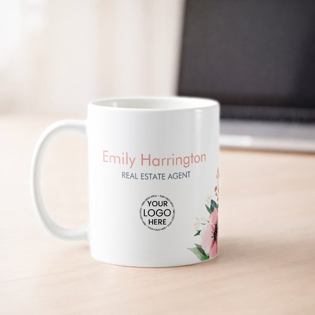 Blush Bloom Gray Real Estate Agent Coffee Mug (Creator Uploaded)