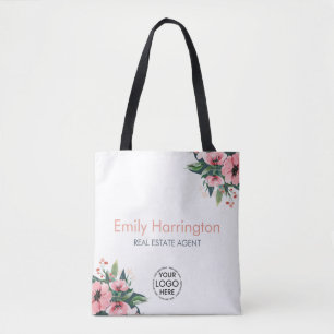 Blush Bloom Gray Real Estate Agent Tote Bag