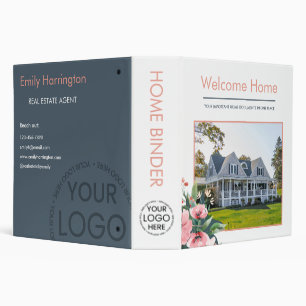Blush Bloom Home Gray Real Estate Agent 3 Ring Binder