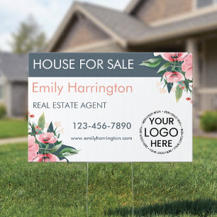 Blush Bloom House Sale Gray Real Estate Agent Sign