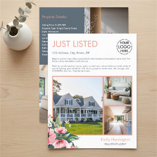 Blush Bloom Listing Gray Real Estate Agent Flyer