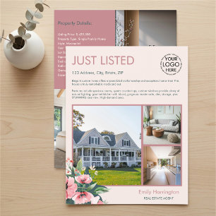 Blush Bloom Listing Rose Real Estate Agent Flyer