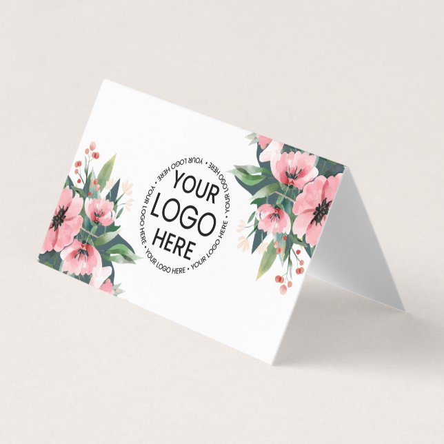 Blush Bloom Logo Gray Real Estate Agent Business Card (Front)