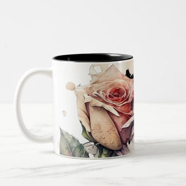 Blush Bloom Mug_morning Rose Two-Tone Coffee Mug (Left)