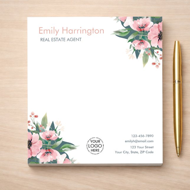Blush Bloom Notepad Gray Real Estate Agent (Creator Uploaded)