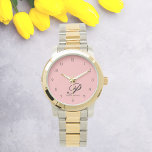 Blush Bloom Signature Watch<br><div class="desc">Elevate your style with our Blush Bloom Signature Watch—a flawless fusion of elegance and personalization that enhances any outfit. This exquisite timepiece showcases a delicate script font, featuring your first initial and full name, creating a truly one-of-a-kind accessory. Meticulously crafted with premium materials, this watch is designed for enduring quality,...</div>