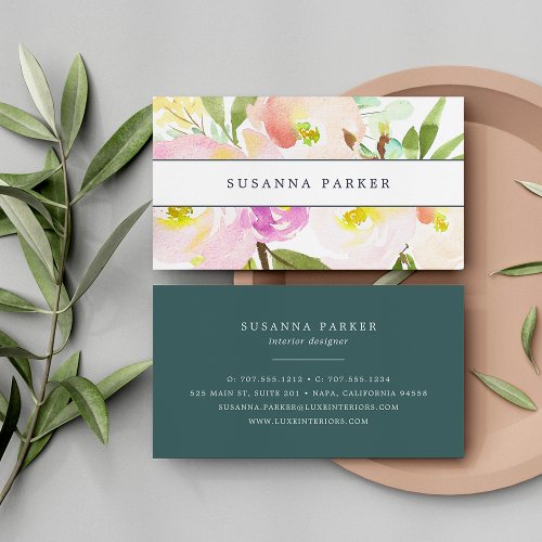 Blush Bloom  Watercolor Floral Business Card