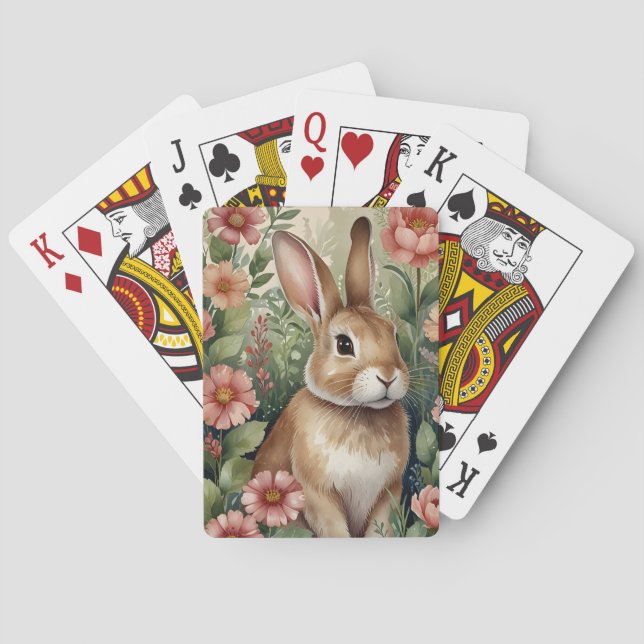 Blush Blooms and Bunny Dreams Playing Cards  (Back)