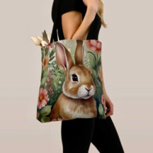 Blush Blooms and Bunny Dreams Tote Bag