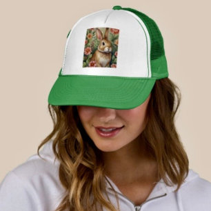 Blush Blooms and Bunny Dreams Trucker Hat 