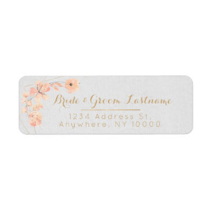 Blush & Blooms Watercolor Floral & Gold Return Label