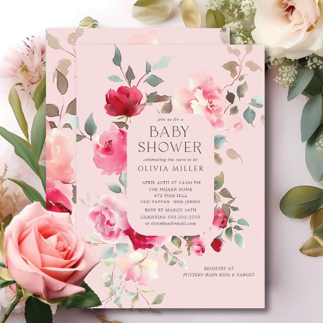 Blush Blossom Baby Shower Invitations  (Creator Uploaded)