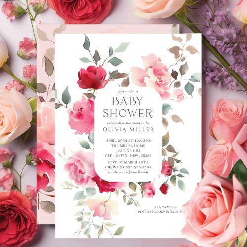 Blush Blossom Baby Shower Invitations 