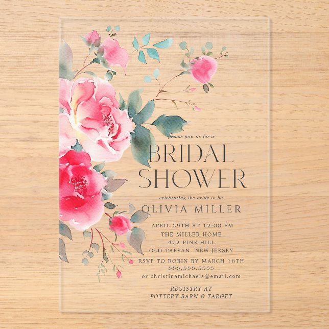 Blush Blossom Bridal Shower Invitation (Front)