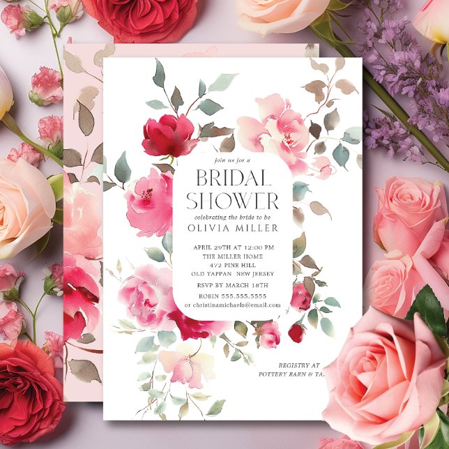 Blush Blossom Bridal Shower Invitations  (Creator Uploaded)